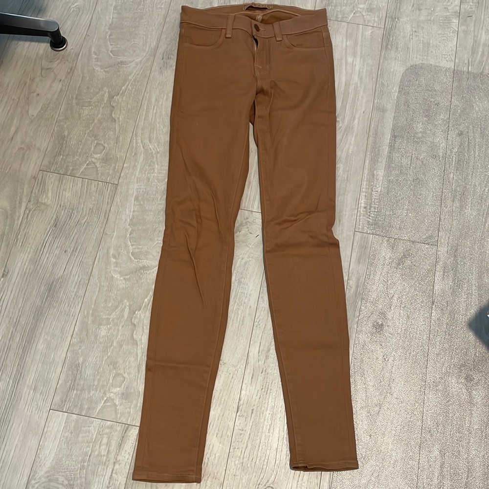 J Brand Skinny Jeans Sz 23 Coated Sands Caramel